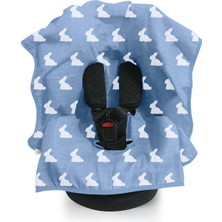 1001 Deux LAPINS%100 Pamuk Müslin Puset & Oto Koltuk Örtüsü - Mono Lapin Royal Blue POKORT-RYB-000STD
