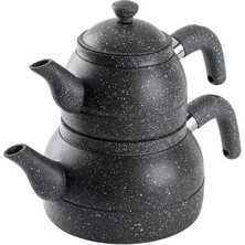 1001 Orta Boy Gri Granit Çaydanlık Takımı 980/1700ML (Elvin Home Concept)