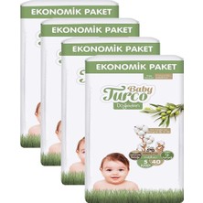 1001 Baby Turco Doğadan 5 Beden Junior 40X4 160 Adet Bebek Bezi