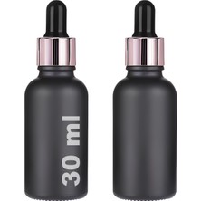 1001 30 ml Mat Siyah Cam Damlalıklı Serum Şişesi 30 cc Renkli Metal Kapaklı Dropper Cam Şişe 2 Ade