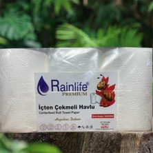 1001 Rainlife Premium Içten Çekmeli Havlu, Centerfeed Roll Towel Paper, 3 Katlı, 6 Rulo, 21 cm