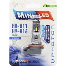 1001 H11, H8- H9-H16 Mini Kompakt LED Far Ampulü, 12V/24V, PGJ19 Soket (1 Adet)
