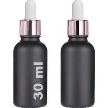 1001 30 ml Mat Siyah Cam Damlalıklı Serum Şişesi 30 cc Renkli Metal Kapaklı Dropper Cam Şişe 2 Ade