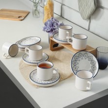 1001 Floral Waves Stackable Çay Takımı 12 Parça 6 Kişilik 22669-71