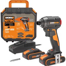 1001 WX265 20VOLT 2.0AH Li-Ion Çift Akülü 200NM Kömürsüz Profesyonel Şarjlı Darbeli Tornavida