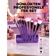 Astraltech Fondöten, Allık ve Far Uygulamalarına Uygun 12 Parça Makyaj Fırça Takımı Ergonomik Saplı