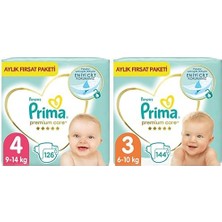 1001 Bebek Bezi Premium Care 4 Beden 126 Adet Maxi Aylık Fırsat Paketi & Prima Bebek Bezi Premium Care