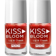 1001 Kıss & Bloom Doğal Görünümlü Dudak ve Yanak Renklendirici Lip & Cheek Peach 11 ml (2 Paketi)