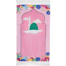 Maysam Hac Umre Hediyelik Baskılı Pembe Kız Çocuk Namaz Seccadesi