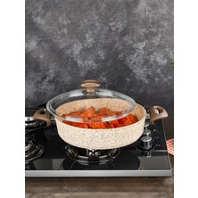 1001 Creamy Granit Karnıyarık Tencere 32 cm Kahverengi 32 cm