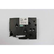1001 Brother P-Touch TZE-FX231 Beyaz Esnek Etıkete Sıyah (12MM x 8m) Muadil Etiket