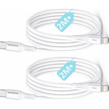 1001 2 Adet x 2 Metre Kablo Seti, Type C-Lightning 27WATT Pd Hızlı Şarj, Remorax Wahoo, Beyaz/gümüş