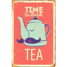 1001 Time To Drink Tea Retro Vintage DRTR0126 Ahşap Mdf Tablo