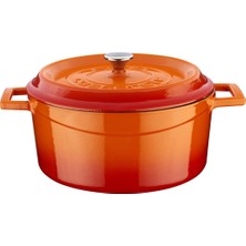 1001 Döküm Yuvarlak Tencere, Trendy, 24 Cm, Turuncu