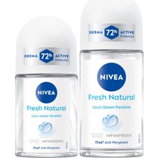 1001 Kadın Roll-On Deodorant Fresh Natural 50ML ve Mini Roll-On 25ML, 72 Saat Anti-Perspirant Terlemeye