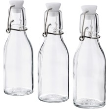 1001 3 Adet Cam-Vakumlu Su Şişesi 15 cl Sos-Yağ Şişesi