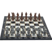 1001 Metal Satranç Takımı/seti;battal,osmanlı&bizans,antik,kat.mermer Desenli Satranç Tahtası