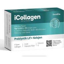1001 Icollagen, 5tip Kolajen,sindirim Yardımcısı,probiyotik,biotin,vitamin C, 60 TABLET,1500 Mg