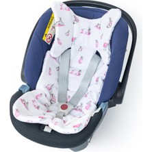 1001 Deux LAPINS%100 Pamuk Bébé Lapin Rose Kız Bebek Puset ve Oto Koltuk Minderi MINDER1019