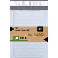 1001 #2 Poly Bubble Mailers 20,5 x 30,5 cm Dolgulu Zarf Postası Su Geçirmez 50'li Paket (PBM8512-50), B