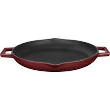 1001 Döküm Yuvarlak Kızartma Tavası Döküm Demir Yekpare Çift Kulplu ÇAP(Ø)30CM.-BORDO