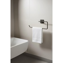 1001 Siyah Yapışkanlı Solo Havluluk – Kare Topuzlu, (Yapıştır/vidala) Montajlı Metal Banyo Askı