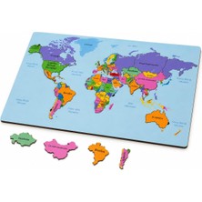 1001 Ahşap Dünya Haritası Puzzlle Eğitici Ahşap Oyuncak