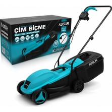 1001 Elektrikli Çim Biçme Makinesi, 1200W, 320MM Kesme Genişliği, 3 Kademeli Yükseklik Ayarı, 30L T