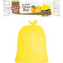 1001 Mandarin Kokulu Orta Boy Çöp Poşeti 15'li 55X60 Cm, Sızdırmaz ve Yırtılmaz, Kötü Koku Karş