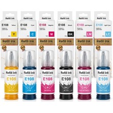 1001 Epson 108 Uyumlu Muadil Mürekkep Seti 6 Renk 70ML (L8080/L8100/L18050) | L8050/L8100/L18050, C/m/y/