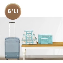 1001 6’lı Mavi Bebek Valiz ve Bavul Düzenleyici Set – Doğum Çantası & Hastane Çıkışı Organi
