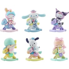 1001 Kawaii Mini Kuromi Hello Kitty Kitty My Melody Pom Pom Purin Atlı 12 Parça Figür Seti