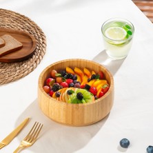 1001 2074 Orta Boy Doğal Bambu Salata Kasesi 18CM