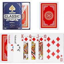 1001 Kırmızı Pvc Plastik Su Geçirmez Iskambil Poker Oyun Kağıdı RD62KR