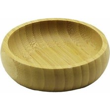1001 Bambu Çerezlik Kasesi, Mini Yuvarlak Lokumluk, Doğal Ahşap, 8.5 cm Çap, Tek Parça