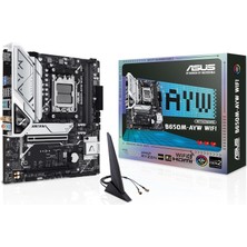 1001 Asus B650M-AYW Wıfı Am5 Anakart + Amd Ryzen 5 7500F Am5 Anakart+Işlemci Bundle