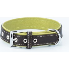 1001 Hakiki Flotter Deri Köpek Tasması, Çift Katlı Deri, Ultra Dayanıklı Tasma (Kahverengi-Yeşil,
