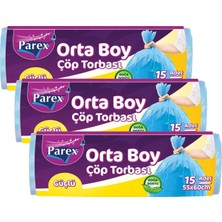 1001 Orta Boy Çöp Torbası 15'li (55 x 60 Cm) (3 Paketi)
