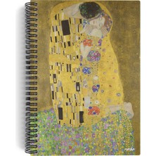1001 Gustav Klimt/the Kiss, 1907-08 | Spiralli Defter 13 | A5 | Çizgisiz | 100 Sayfa | Sanat