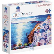 1001 Santorini Manzaralı 1000 Parça 2,2mm Kalınlık 48X68CM Profesyonel Hobi Puzzle Yapboz Serisi