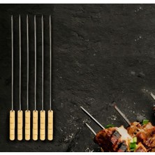 1001 Çelik Şiş Çubuğu - Mangal Şişi Ahşap Saplı Kebap Şişi 6 Adet, 721985