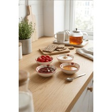 1001 4'lü Seramik Oval Kahvaltılık Sosluk Reçellik Sunumluk Kase Seti Çilek Serisi 250 ml MIT1331