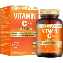 1001 Chewable Vitamin C 500 Mg | Çiğnenebilir Form | Şeker ve Gluten Içermez | 30 Tablet