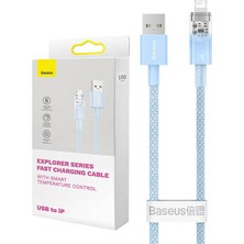 1001 Explorer Serisi Hızlı Şarj Kablosu Akıllı Sıcaklık Kontrolü USB To Ip 2.4A, 2m, Mavi