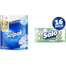 1001 Kağıt Havlu Dev Rulo 1=2 ve Solo Tuvalet Kağıdı Bambu Katkılı 16'lı
