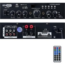 1001 HB-200 Stereo Mixer Amfi 4-8 Ohm 2 Çıkışlı 2X100W Anfi Bluetooth USB
