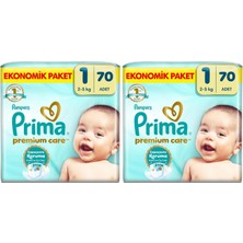 1001 Bebek Bezi Premium Care 1 Numara 70 Adet Yenidoğan Ekonomik Paket (2 Paketi)