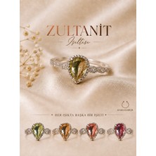 Yudi Atelier Zultanit Işıltılı Renk Değiştiren Yüzük | Damla Kesim | Ayarlanabilir | Anneye Sevgiliye Hediye