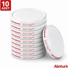 Abnturk 10 Adet 82mm Silikon Contalı Sızdırmaz Beyaz Metal Kavanoz Kapağı-Konserve Reçel Kapağı Standart 1 kiloluk 1000cc 1 litre Cam Konserve Kavanozu İçin