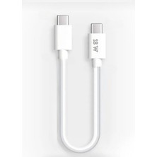 1001 Type-C To Type-C Pd 18W Kısa Hızlı Powerbank Şarj ve Data Kablosu - Beyaz 20CM C-453 (Type-C To